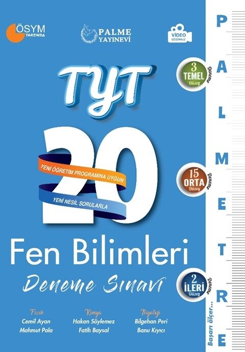 Palme Yayınları TYT Fen Bilimleri Palmetre Serisi 20 Deneme Video Çözümlü
