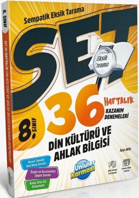 Ünlüler Yayınları 8. Sınıf Din Kültürü ve Ahlak Bilgisi SET 36 Haftalık Kazanım Denemeleri