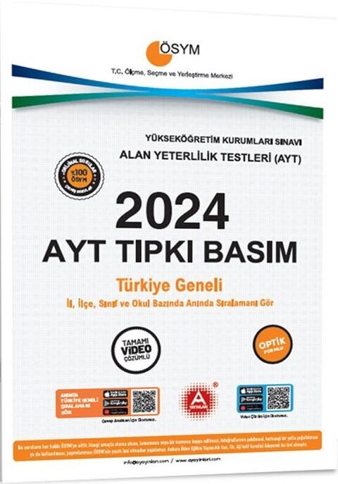 A Yayınları 2024 AYT Tıpkı Basım Çıkmış Sorular
