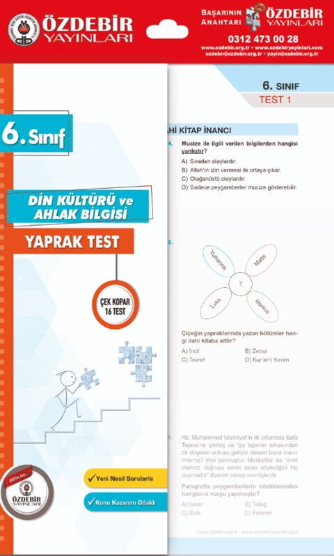 Özdebir Yayınları 6. Sınıf Din Kültürü ve Ahlak Bilgisi Yaprak Test