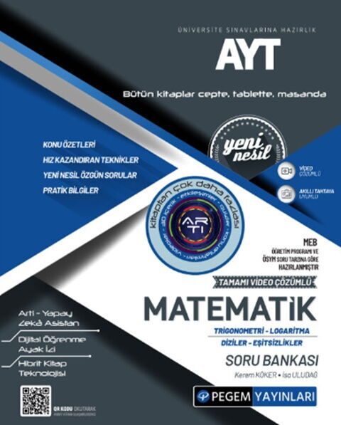 Pegem Yayınları AYT Matematik Trigonometri Logaritma Diziler Eşitsizlikler Tamamı Çözümlü Soru Bankası
