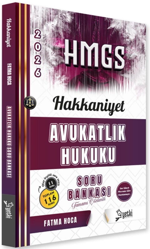 Yetki Yayınları 2026 HMGS Avukatlık Hukuku Hakkaniyet Soru Bankası