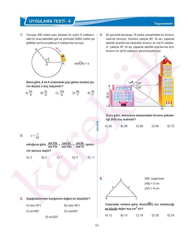 Karekök Yayınları 11. Sınıf Matematik Güncel Soru Bankası,Kitapİşler