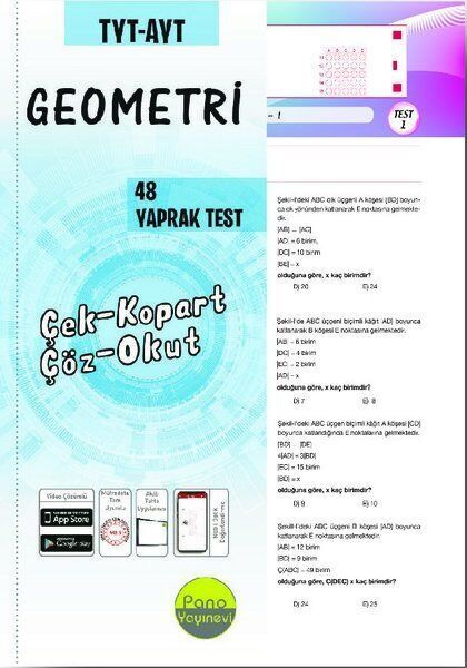 Pano Yayınları TYT AYT Geometri 48 Yaprak Test