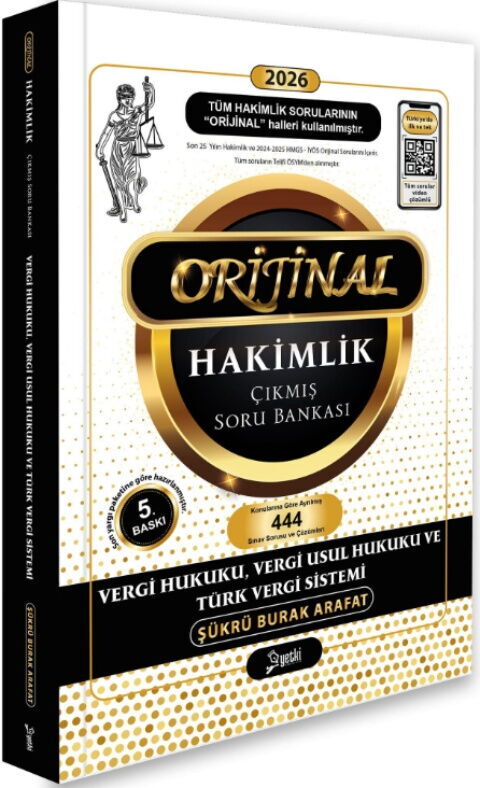 Yetki Yayınları 2026 Orijinal Vergi Hukuku Vergi Usul Hukuku ve Türk Vergi Sistemi Hakimlik Çıkmış Soru Bankası