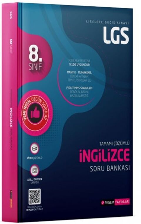 Pegem Yayınları 8. Sınıf LGS İngilizce Tamamı Çözümlü Soru Bankası