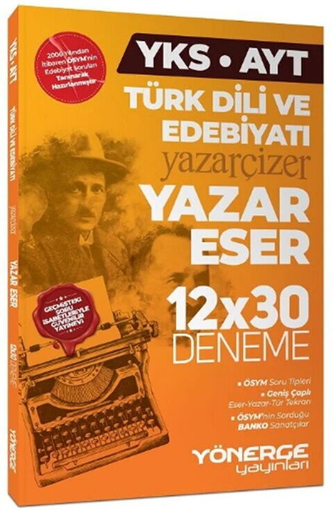 Yönerge Yayınları AYT Türk Dili ve Edebiyatı Yazar Eser 12x30 Deneme