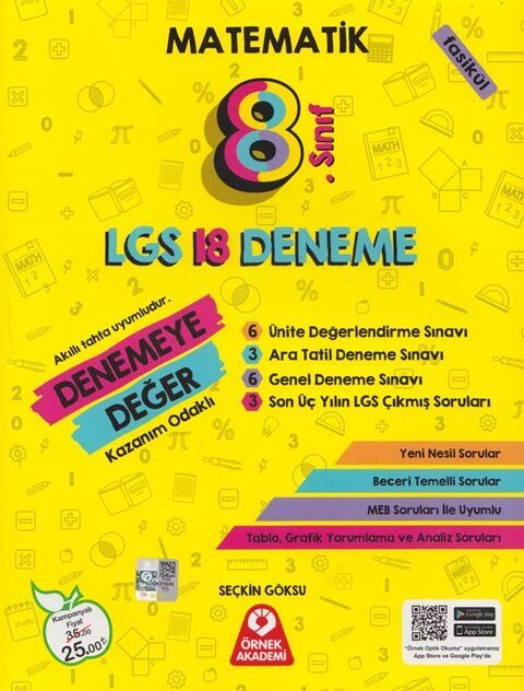 Örnek Akademi 8. Sınıf LGS Matematik Denemeye Değer 18 Deneme