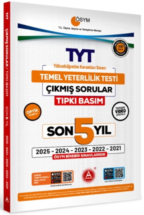 A Yayınları TYT Son 5 yıl Tıpkı Basım Çıkmış Sorular