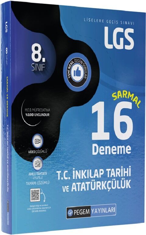 Pegem Yayınları 8. Sınıf LGS T.C. İnkilap Tarihi ve Atatürkçülük Sarmal 16 Deneme