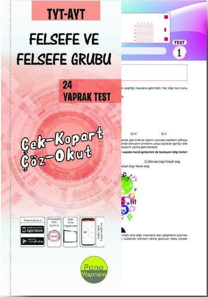 Pano Yayınları TYT AYT Felsefe ve Felsefe Grubu 24 Yaprak Test