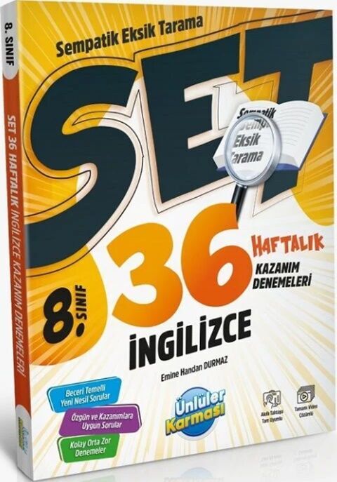 Ünlüler Yayınları 8. Sınıf İngilizce SET 36 Haftalık Kazanım Denemeleri