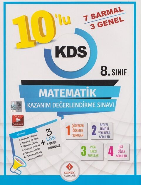 Sonuç Yayınları 8. Sınıf Matematik 10 lu Kazanım Değerlendirme Sınavı