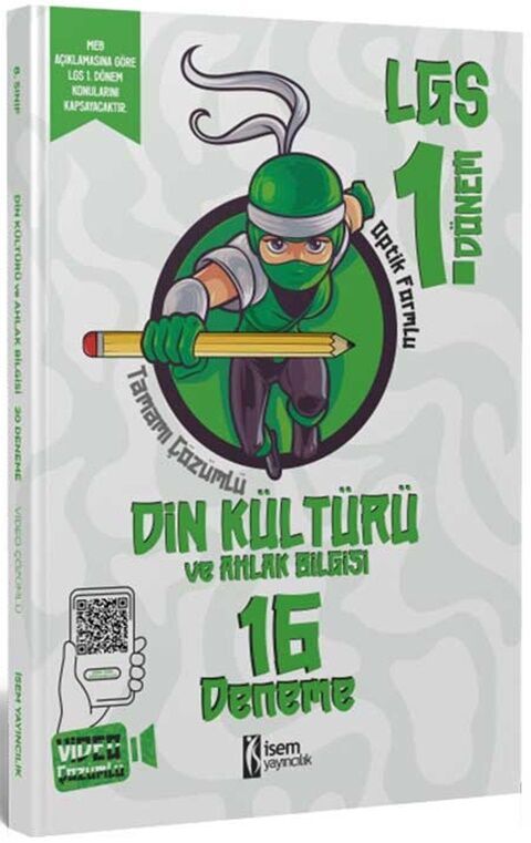 İsem Yayınları 8. Sınıf LGS 1. Dönem Din Kültürü ve Ahlak Bilgisi 16 Branş Deneme