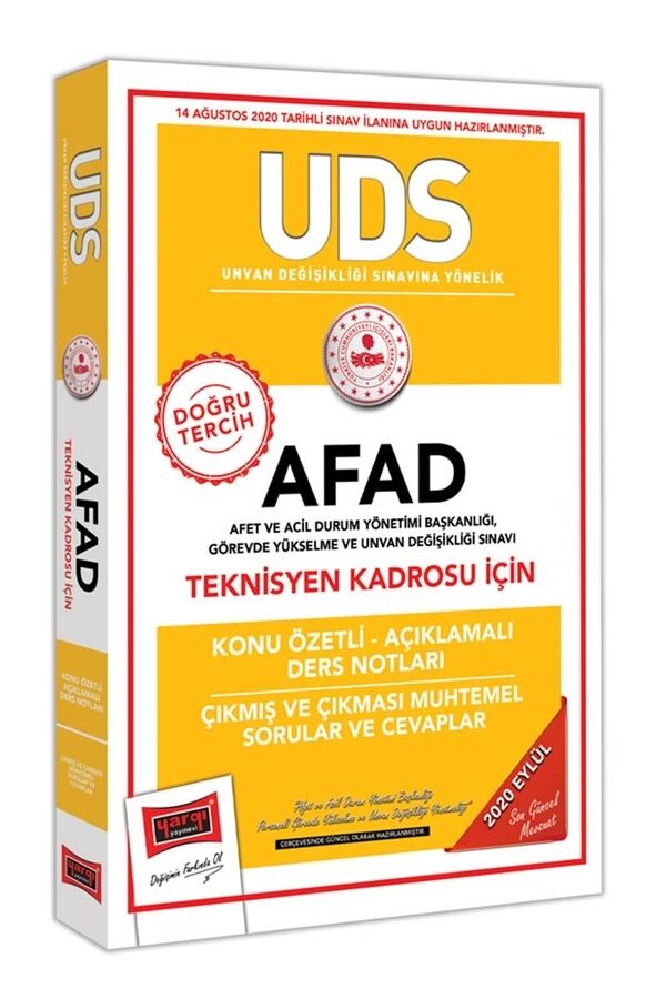 Yargı Yayınları UDS AFAD Teknisyen Kadrosu İçin Konu Özetli Çıkmış ve Çıkması Muhtemel Sorular