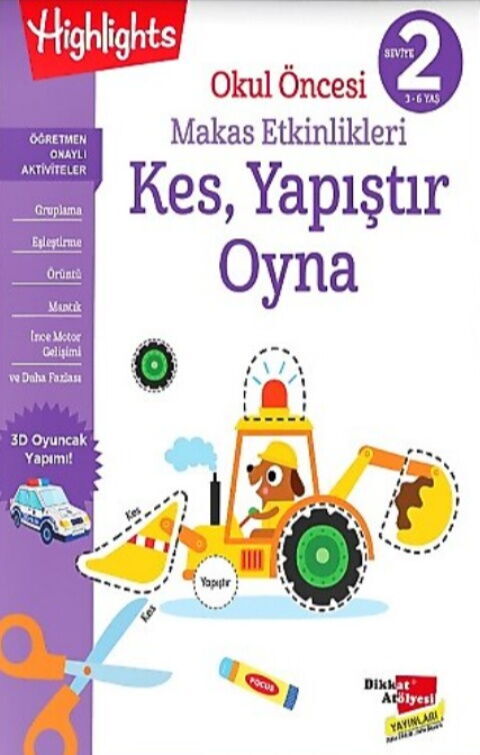 Dikkat Atölyesi Yayınları Okul Öncesi Makas Etkinlikleri Kes Yapıştır Oyna 2. Seviye