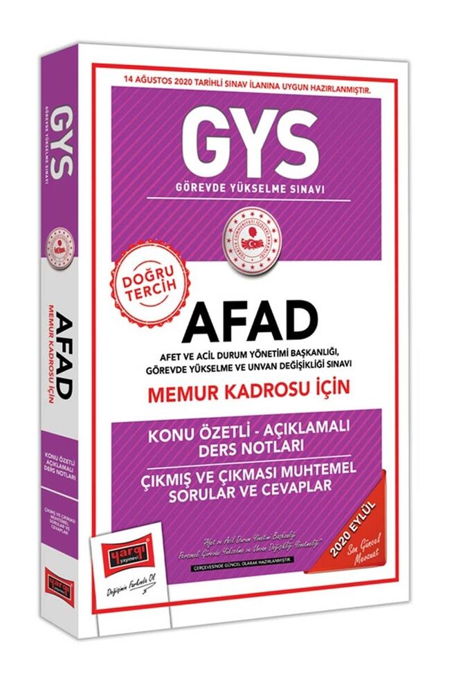 Yargı Yayınları GYS AFAD Memur Kadrosu İçin Konu Özetli Çıkmış ve Çıkması Muhtemel Sorular