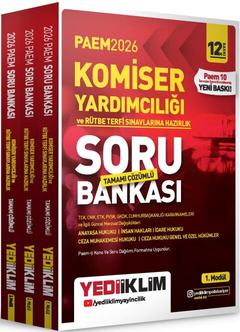 Yediiklim 2026 PAEM Komiser Yardımcılığı ve Rütbe Terfi Sınavlarına Hazırlık Modüler Set Tamamı Çözümlü Soru Bankası 3 Modül