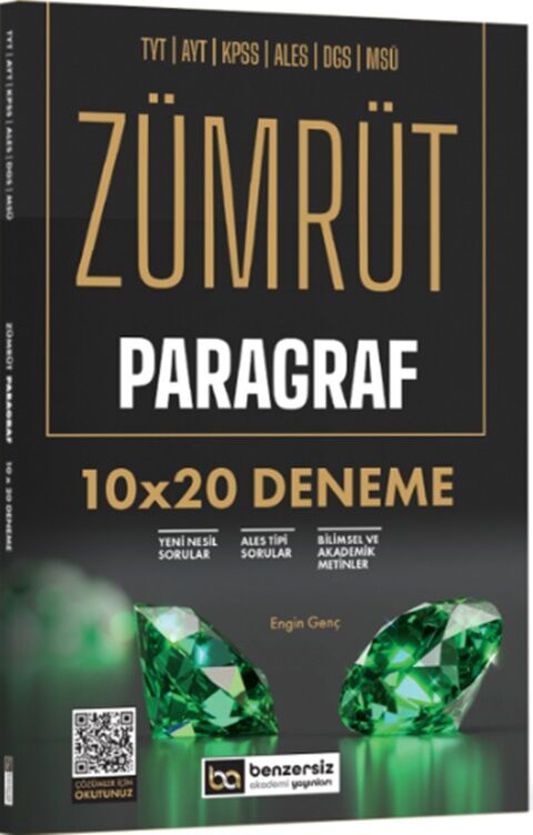 Benzersiz Akademi Yayınları TYT AYT KPSS ALES DGS MSÜ Zümrüt Paragraf 10 x 20 Deneme