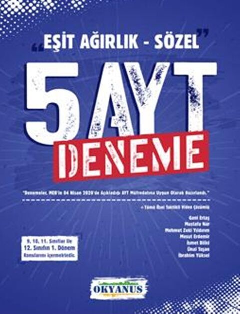 Okyanus Yayınları AYT Eşit Ağırlık Sözel 5 li Deneme
