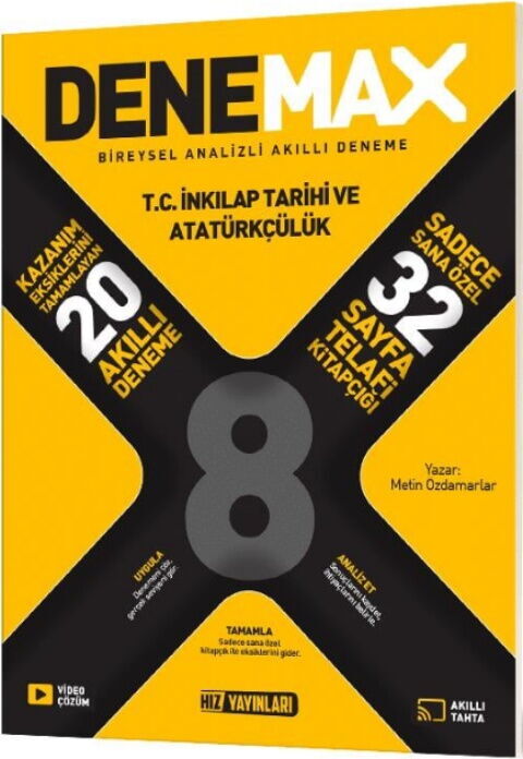 Hız Yayınları 8. Sınıf İnkilap Tarihi ve Atatürkçülük Denemax 20 li Akıllı Deneme