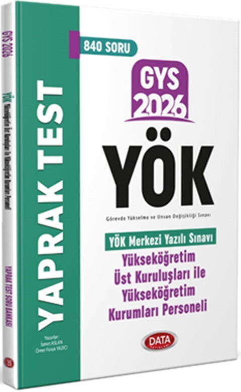 Data Yayınları 2026 YÖK Üst Kuruluşları İle YÖK Personeli GYS Yaprak Test