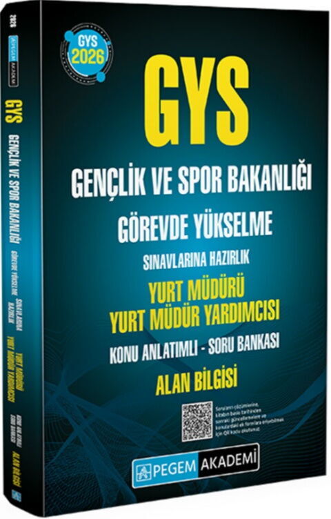 Pegem Akademi 2026 GYS Gençlik ve Spor Bakanlığı Yurt Müdürü Yurt Müdür Yardımcısı Konu Anlatımlı Soru Bankası Alan Bilgisi