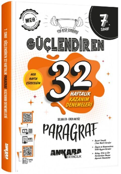 Ankara Yayıncılık 7. Sınıf Paragraf Güçlendiren 32 Haftalık Kazanım Denemeleri