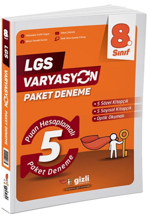 Gizli Yayınları 8. Sınıf LGS VARYASYON 5 li Paket Deneme