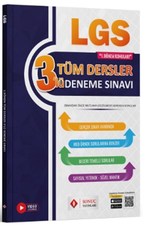 Sonuç Yayınları 8. Sınıf LGS Tüm Dersler 3 lü Deneme
