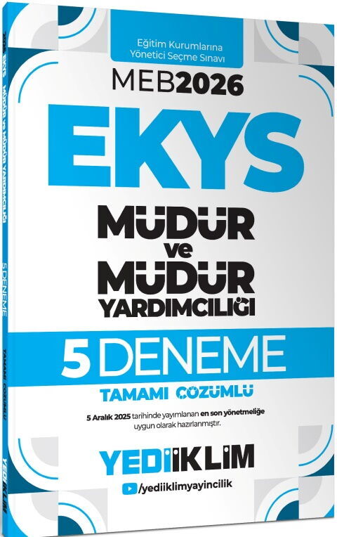 Yediiklim 2026 MEB EKYS Müdür Ve Müdür Yardımcılığı Tamamı Çözümlü 5 Deneme