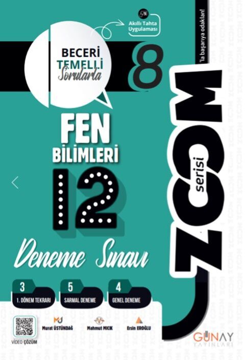 Günay Yayınları 8. Sınıf Fen Bilimleri Zoom Serisi 12 li Branş Denemeler