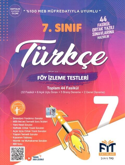 Fit Yayınları 7. Sınıf Türkçe Föy İzleme Testleri 44 Fasikül