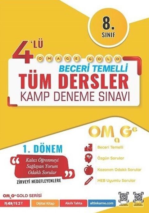 Omage Yayınları 8. Sınıf Tüm Dersler 1. Dönem Gold 4 lü Kamp Denemesi