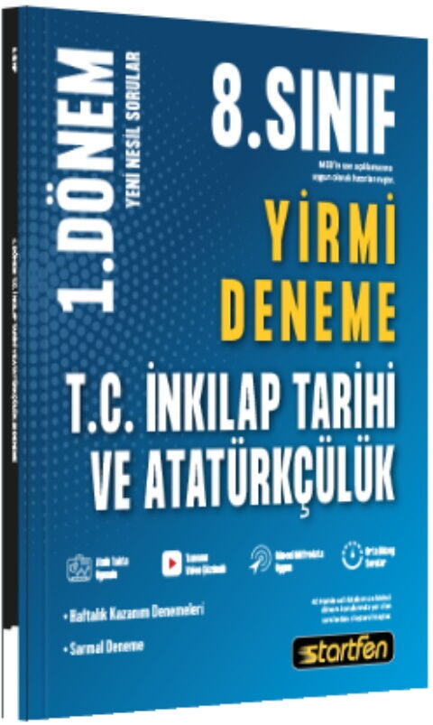 Startfen Yayınları 8. Sınıf T.C. İnkılap Tarihi ve Atatürkçülük 1. Dönem 20 li Denemeler