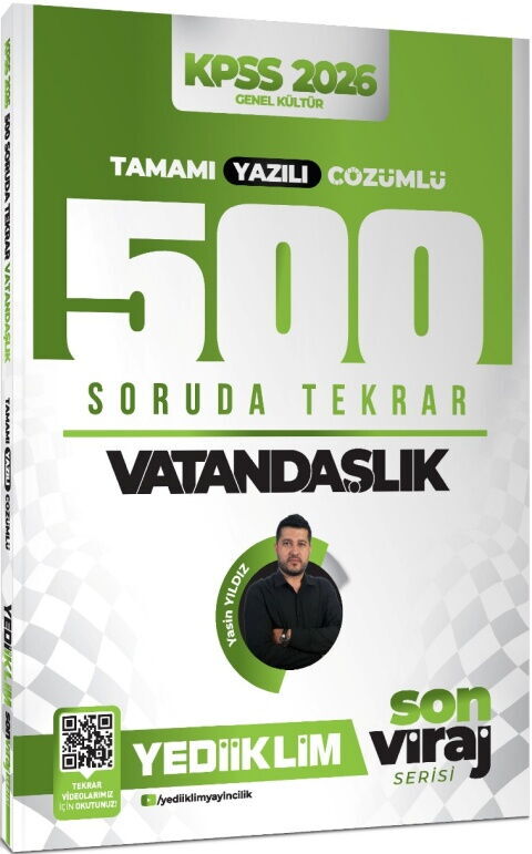 Yediiklim 2026 KPSS Vatandaşlık Son Viraj Serisi Tamamı Yazılı Çözümlü 500 Soruda Genel Tekrar Kampı