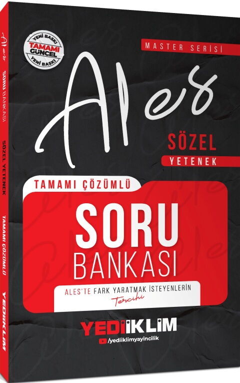 Yediiklim  2026 ALES Sözel Yetenek Tamamı Çözümlü Soru Bankası