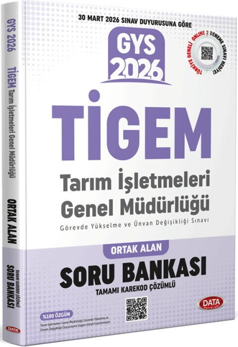 Data Yayınları 2026 GYS TİGEM Tarım İşletmeleri Genel Müdürlüğü Ortak Alan Soru Bankası