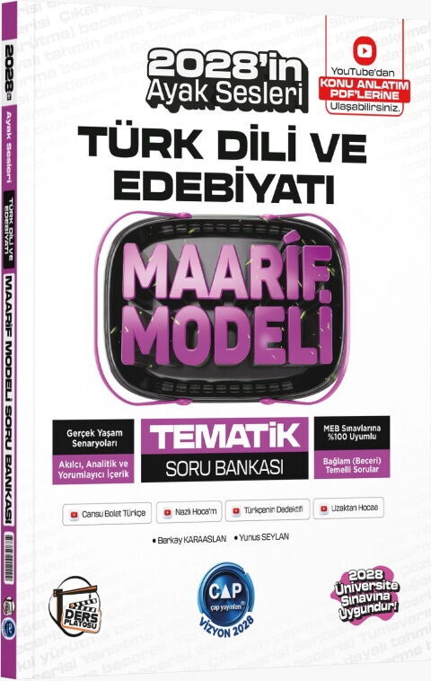 Çap Yayınları Üniversiteye Hazırlık Türk Dili ve Edebiyatı Ders Platosu Maarif Modeli Tematik Soru Bankası
