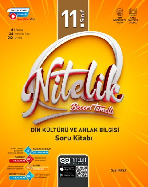 Nitelik Yayınları 11. Sınıf Din Kültürü ve Ahlak Bilgisi Beceri Temelli Soru Kitabı