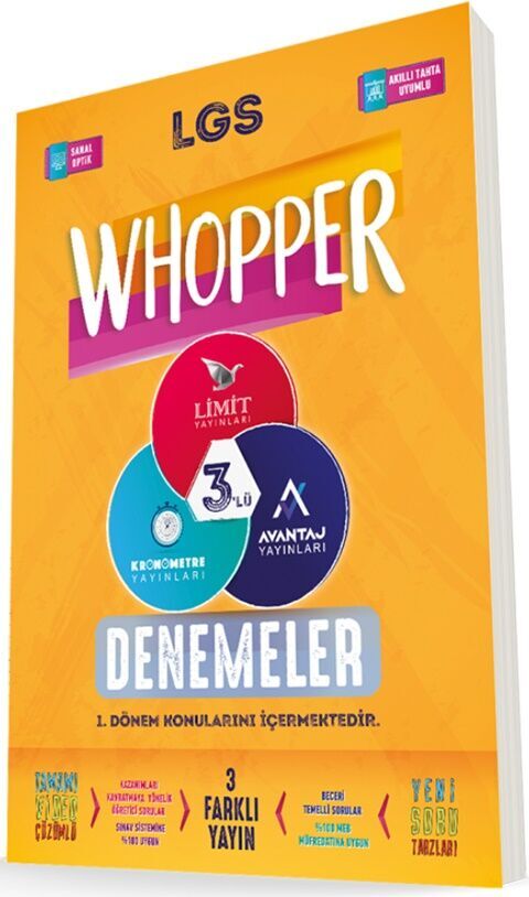 Limit Yayınları 8. Sınıf LGS 1. Dönem Whopper 3 lü Deneme Seti