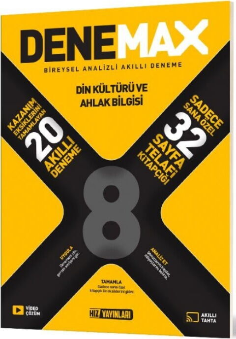 Hız Yayınları 8. Sınıf Din Kültürü ve Ahlak Bilgisi Denemax 20 li Akıllı Deneme