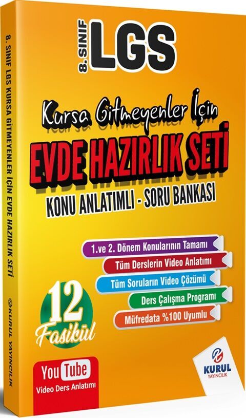 Kurul Yayıncılık 8. Sınıf LGS Kursa Gitmeyenler İçin Evde Hazırlık Seti Konu Anlatımlı Soru Bankası