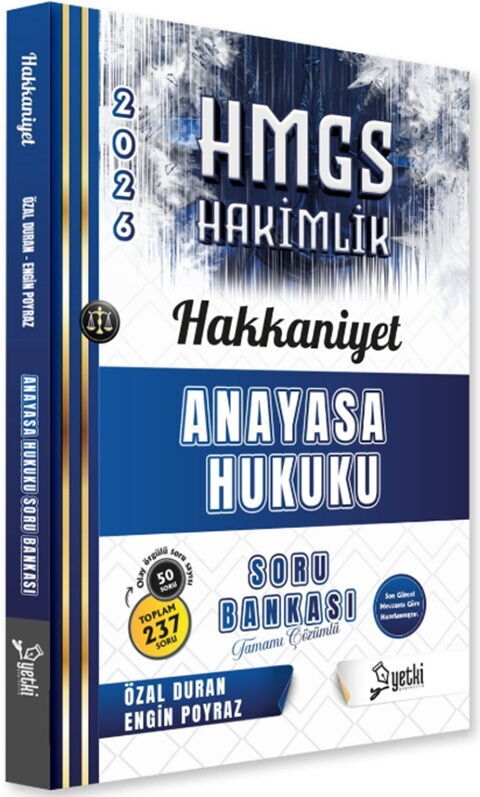 Yetki Yayınları 2026 HMGS Anayasa Hukuku Hakkaniyet Soru Bankası