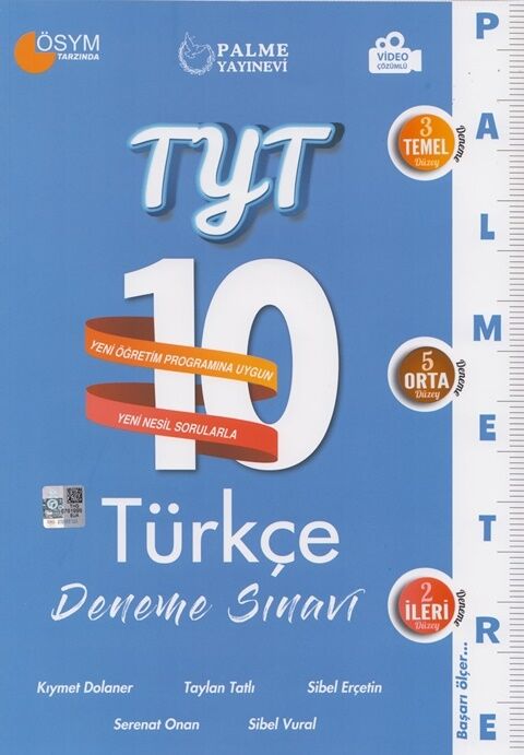 Palme Yayınları TYT Türkçe Palmetre Serisi 10 Deneme Video Çözümlü