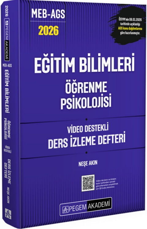 Pegem Yayınları 2026 MEB AGS Eğitim Bilimleri Öğrenme Psikolojisi Video Destekli Ders İzleme Defteri