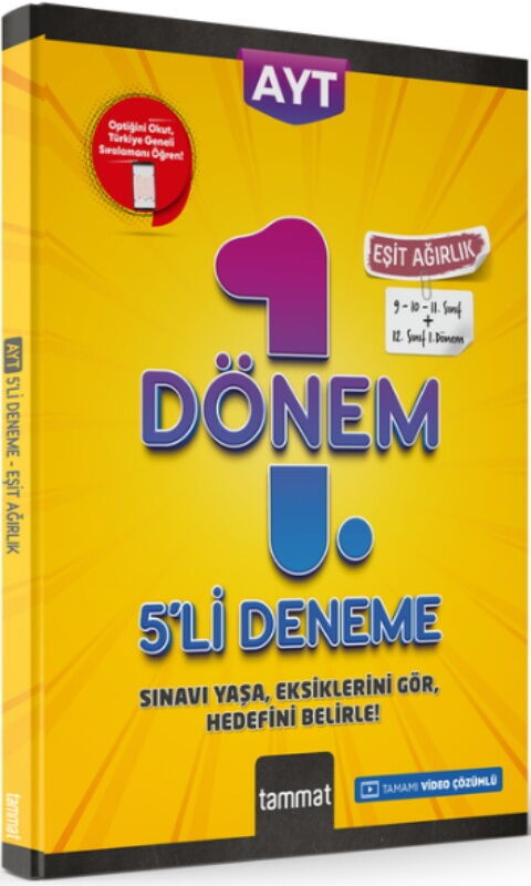 Tammat Yayıncılık AYT Eşit Ağırlık 1. Dönem 5 li Deneme