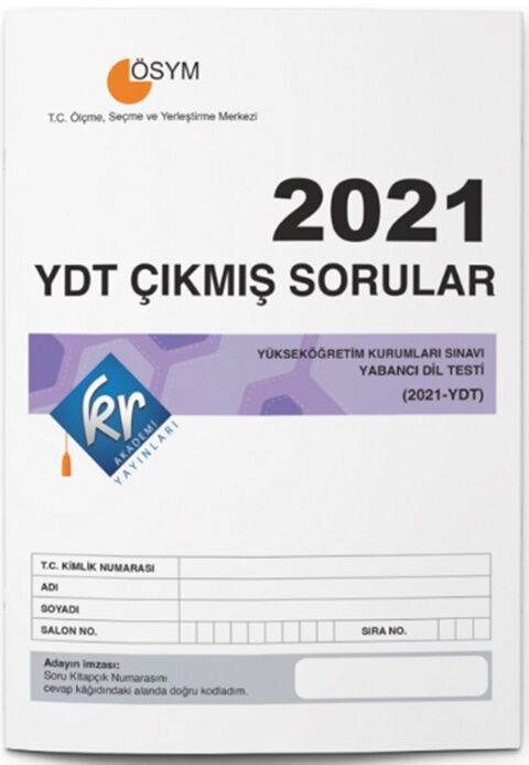 KR Akademi 2021 YDT Tıpkı Basım Çıkmış Sorular