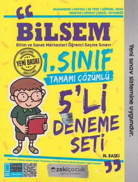 Zeki Çocuk 1. Sınıf Bilsem Tamamı Çözümlü 5 li Deneme Seti
