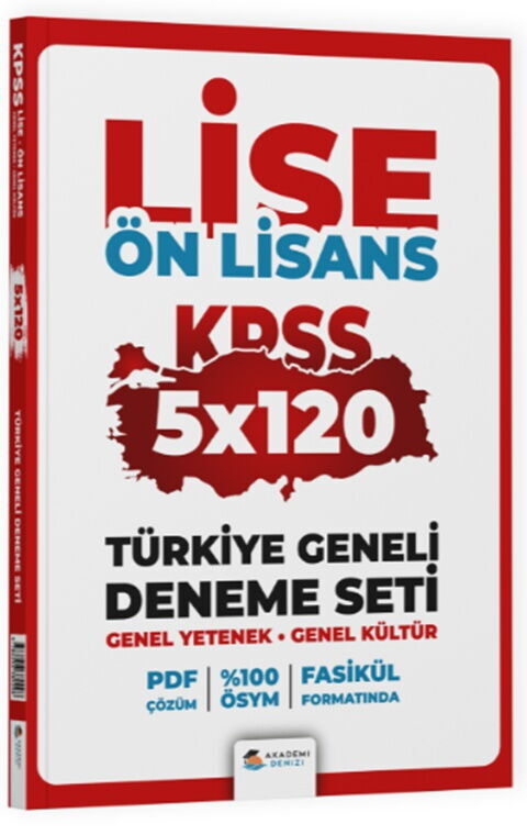 Akademi Denizi KPSS Lise Ön Lisans Türkiye Geneli 5 x 120 Deneme Seti